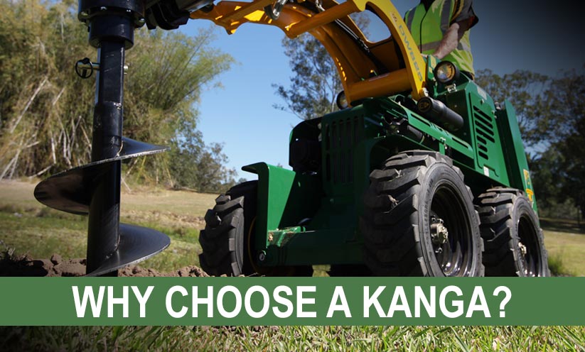 Kanga Loader drilling with an auger bit