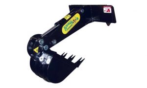 Kanga front hoe for mini loader attachment.