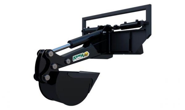 Kanga slewing front hoe compact loader attachment.