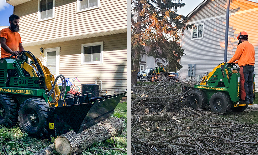 Moving logs and branches with a Kanga Loader