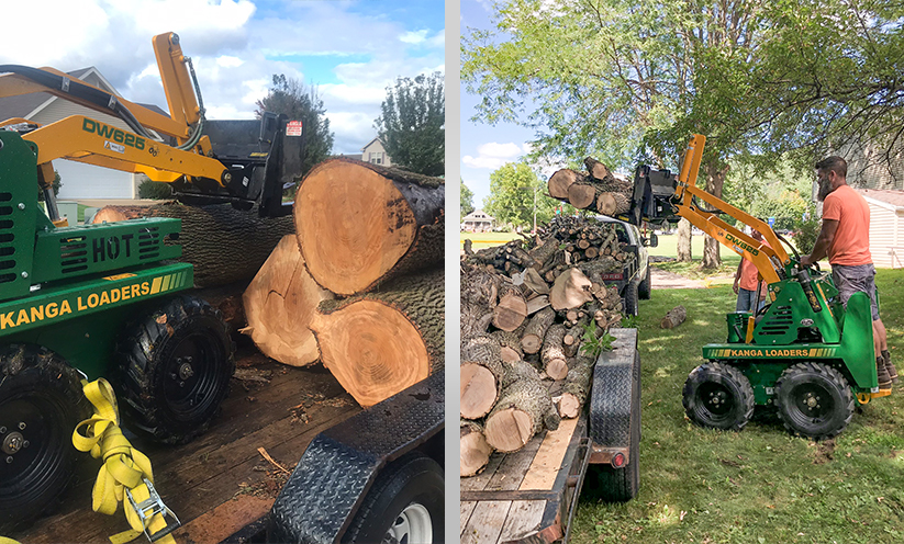 Moving Tree logs with a Kanga Loader